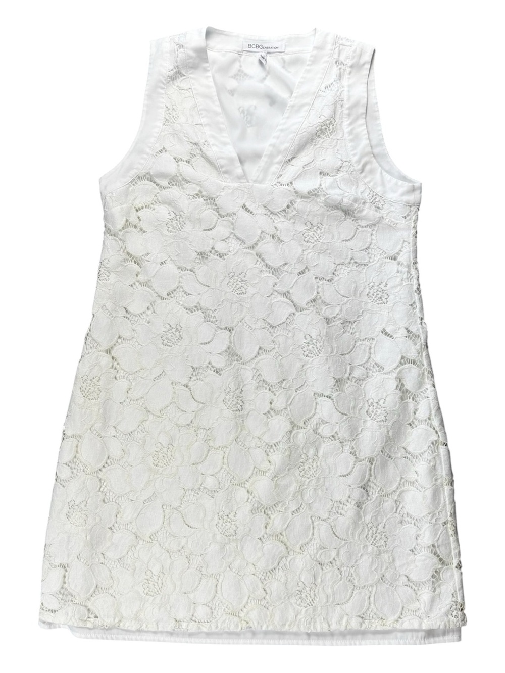 BCBGeneration Ivory Lace V-Neck Dress Size M - Floral Summer Wear